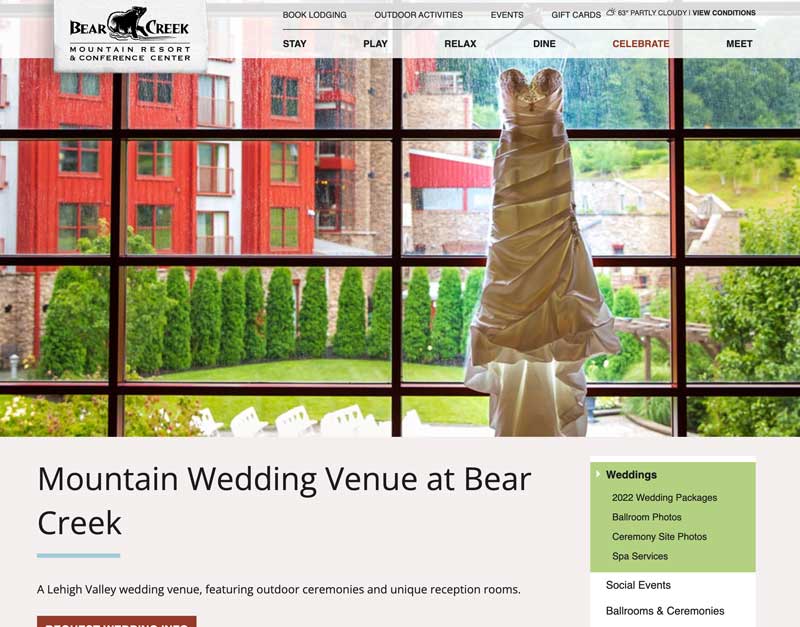 Bear creek mountain resort wedding venue in lehigh valley